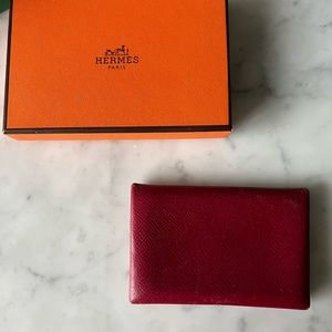 Hermes Calvi card holder in Rouge H